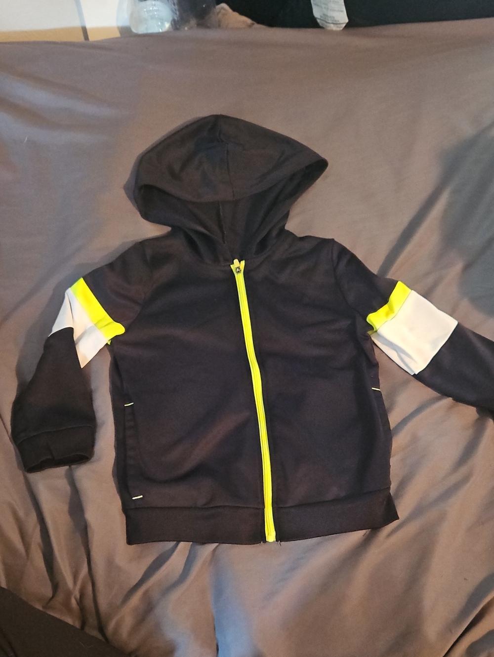 Kids Black Hoodie with Neon Yellow Trim